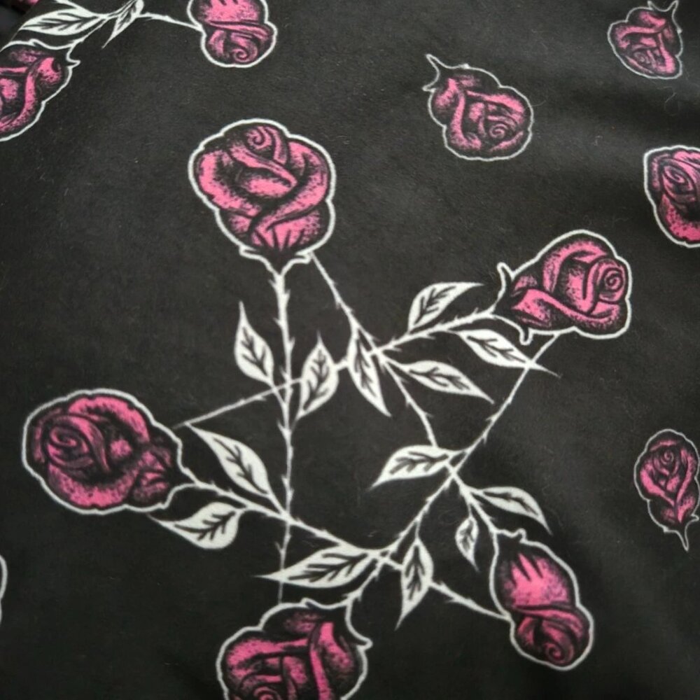 Rose Stemmed Pentagram - Flared (bell bottom) pant in Pink & Black [Small] *NWT* - Picture 3 of 4